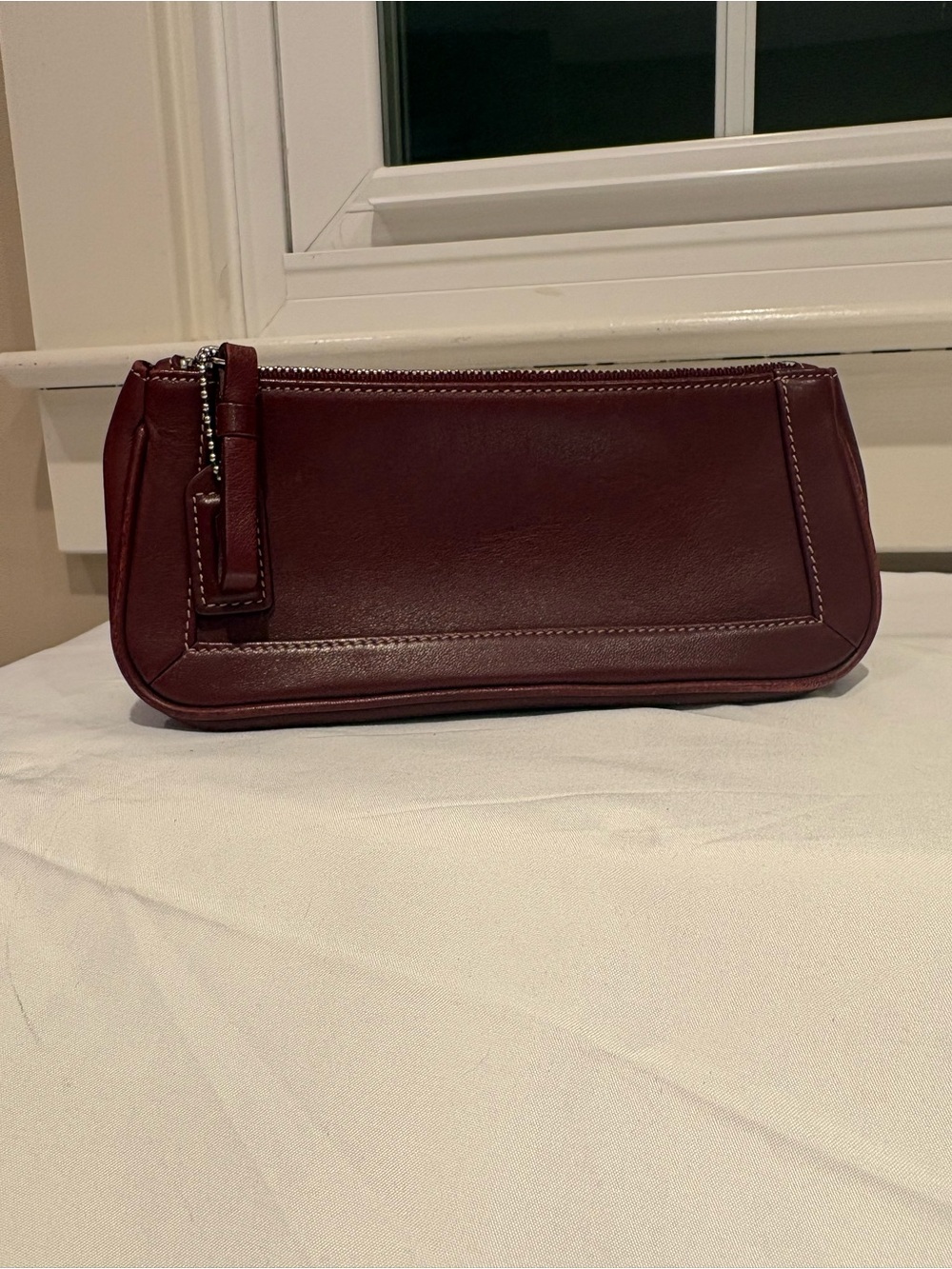 Coach Leather Wedge Cosmetic Bag - Burgundy - Y2K